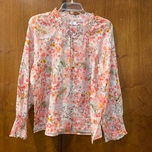 Sundance Dylan brand cotton blouse in pretty pink and green print